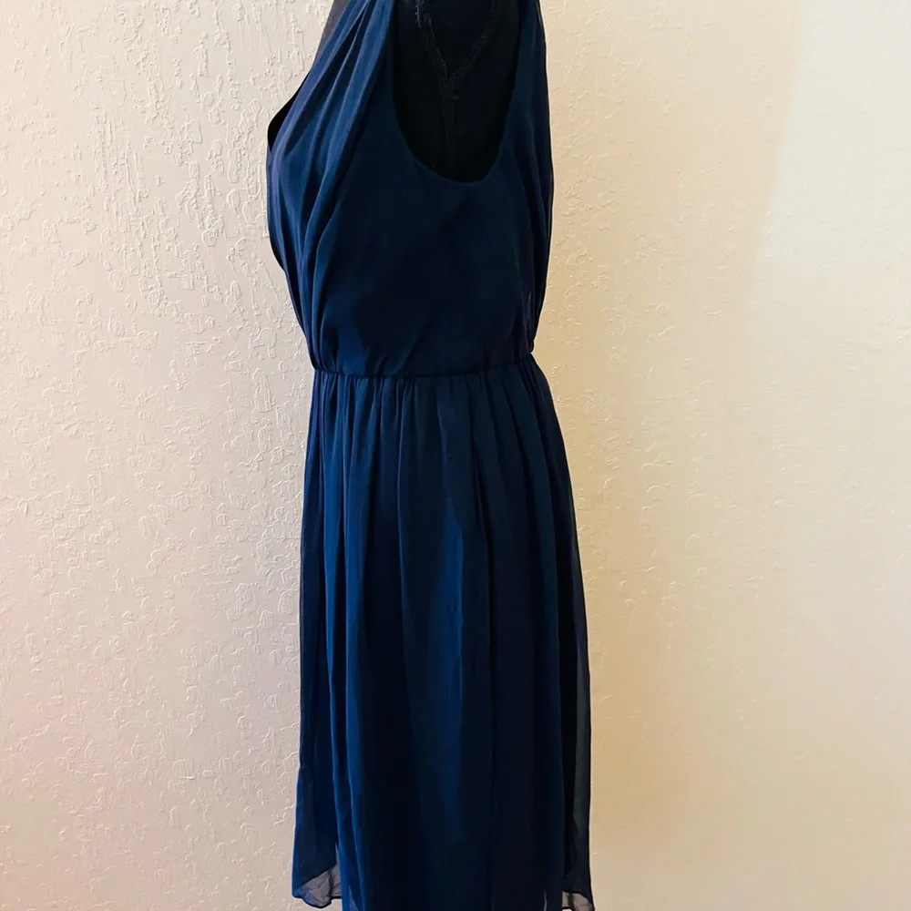 St. John Blue Asymmetrical V-Neck Sundress - Picture 3 of 9